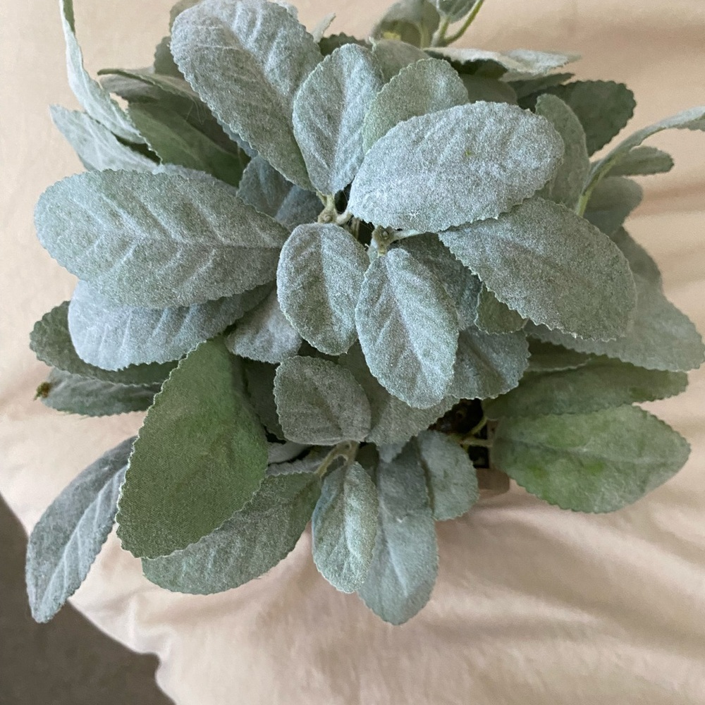 Green Faux Plant in Wooden Planter